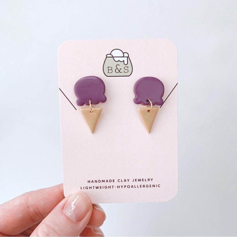 🍦Berry Ice-Cream Cone Clay Earrings Hypoallergenic